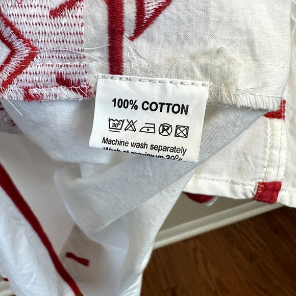 JULIA AMORY Sz Medium Miraflores Embroidered Bohemian Boho Dress Midi Red White - Picture 7 of 8